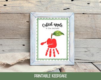 Apple Handprint Art, Preschool Apple Activity, Apple Craft for Toddlers, Fall Handprint Crafts, Printable Handprint Template