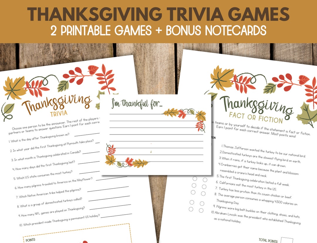 Thanksgiving Trivia Games Thanksgiving Games for Adults - Etsy