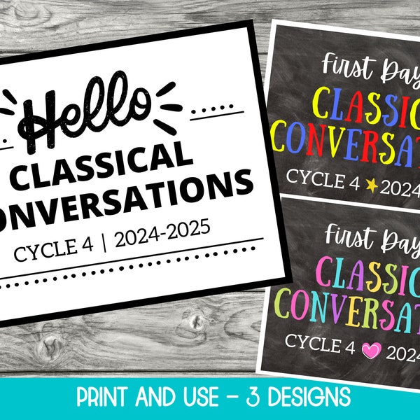 Classical Conversations First Day of School Signs Printable, Cycle 4, Classical Conversations Printable, First Day of CC Sign