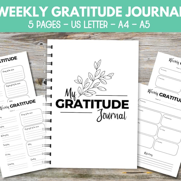 Weekly Gratitude Journal Printable, Gratitude Tracker,Gratitude Planner, Daily Gratitude Journal, Gratitude Notebook, Gratitude Printable