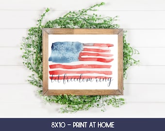Printable Patriotic Wall Art, Let Freedom Ring, Fourth of July Decor, July 4th Decorations, 4th of July Signs, July 4th Printable