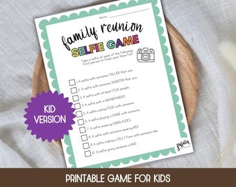 Family Reunion Games for Kids, Selfie Scavenger Hunt, Selfie Hunt, Family Reunion Selfie Game, Games for Kids, Activities for Kids