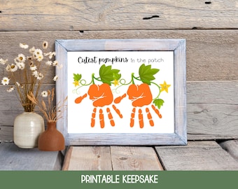 Fall Toddler Activities, Pumpkin Handprint Art, Preschool Fall Crafts, Fall Handprint Craft, Fall Crafts for Toddlers, Handprint Keepsake