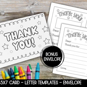 Carte de remerciement à colorier imprimable, carte de coloriage de remerciement, modèle de lettre de remerciement, remerciement à colorier, carte de remerciement pour enfants
