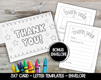 Printable Coloring Thank You Card, Thank You Coloring Card, Thank You Letter Template, Coloring Thank You, Kids Thank You Card