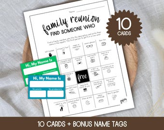 Family Reunion Games, Find Someone Who, Family Reunion Bingo, Icebreaker Games, Get To Know You Game, Family Bingo Printable