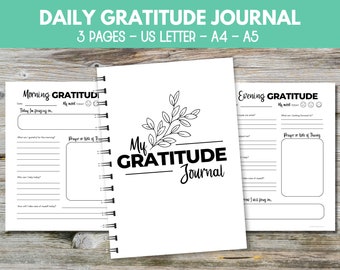 Morning and Evening Gratitude Journal Printable, Gratitude Planner, Daily Gratitude Journal, Gratitude Notebook, Gratitude Printable
