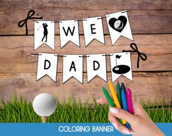 Fathers Day Banner Template Golf, Printable Bunting Banner Fathers Day, Printable Garland, Banner Download, Coloring Activities for Kids