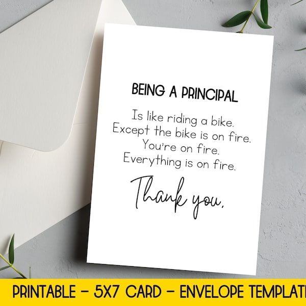 Principal Appreciation Card Printable, Principal Thank You Card, Principal Appreciation Gift, Gifts for Principal, Funny Principal Gift