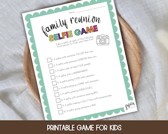 Family Reunion Games for Kids, Selfie Scavenger Hunt, Selfie Hunt, Family Reunion Selfie Game, Games for Kids, Activities for Kids