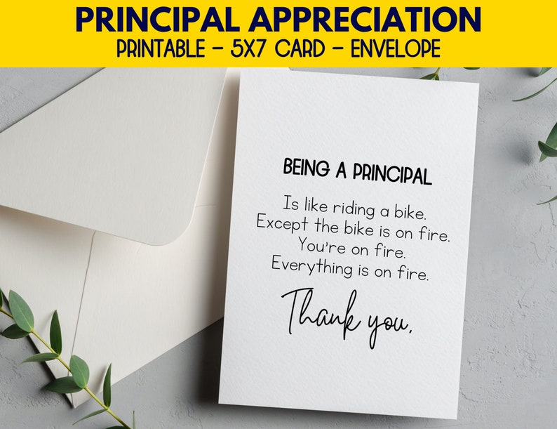 Principal Appreciation Card Printable Principal Thank You Card Principal Appreciation Card Printable Principal Thank You Card