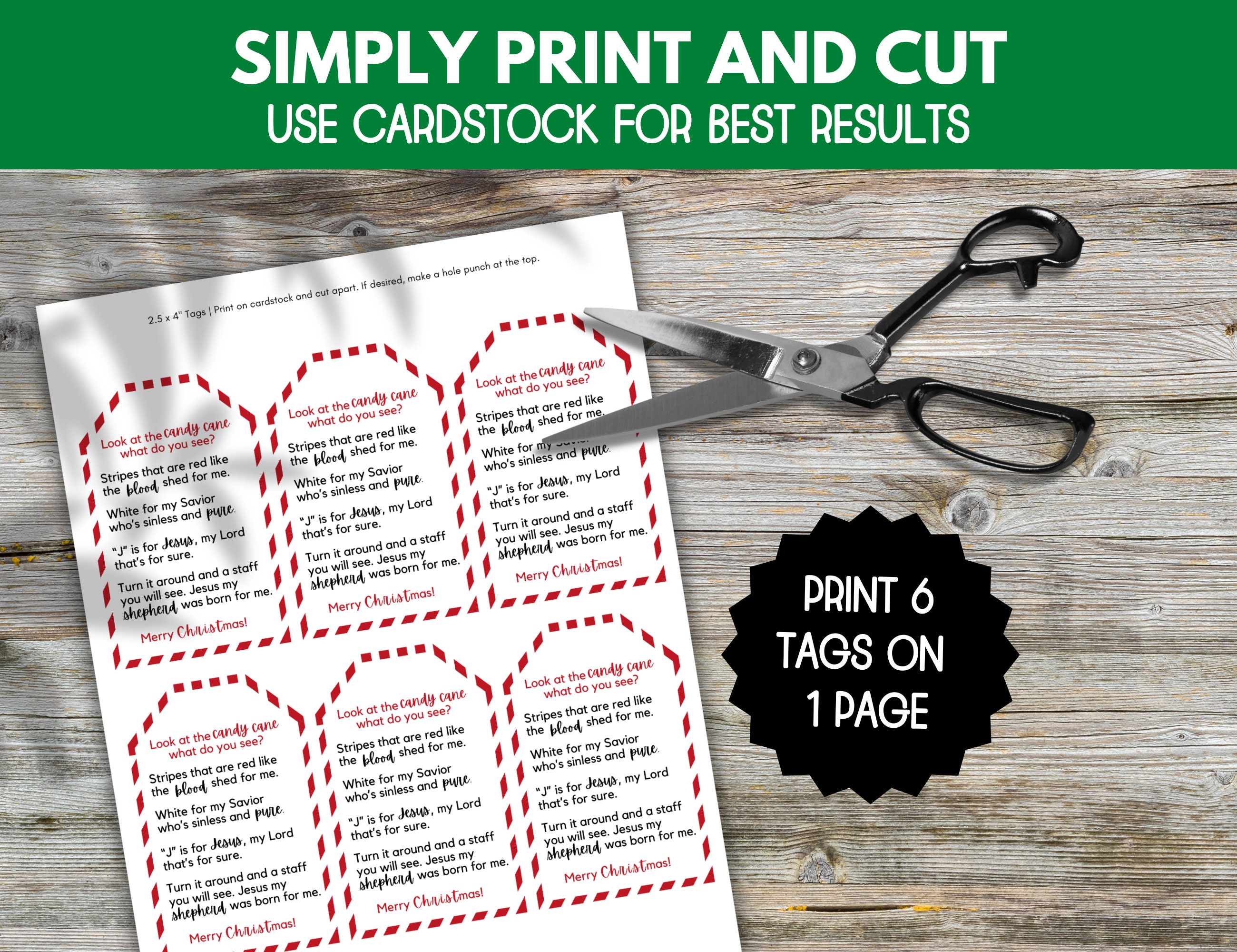 Candy Cane Gift Tag Printable, Legend of the Candy Cane Printable Tag