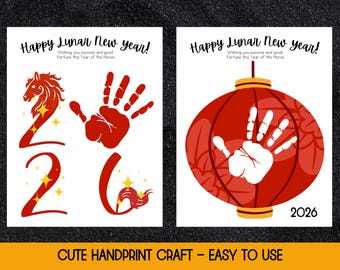 Chinese New Year Handprint, Lunar New Year, Year of the Horse, Handprint Craft Keepsake, Toddler Preschool DIY Activity, Activity for Kids