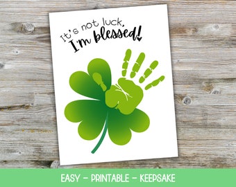 St. Patricks Day Handprint Craft, St. Patrick's Day Handprint Art, Shamrock Handprint, Preschool St. Patrick's Day, Handprint Keepsake
