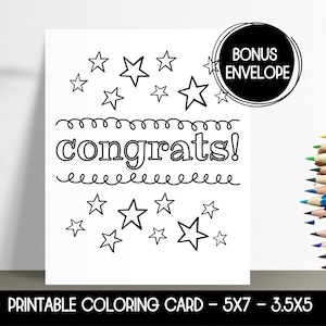 Felicitaciones tarjeta para colorear imprimible, tarjeta de felicitación imprimible, tarjeta de felicitación imprimible, tarjeta de felicitación, tarjeta bien hecha