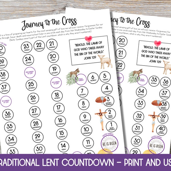 Printable Lent Calendar, Lenten Calendar, Ash Wednesday Printable, Catholic Lent for Kids, Catholic Lenten Calendar, Lenten Activities