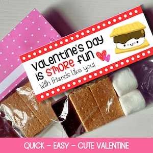 Valentine Leckerbissen Beutel Topper, Smores Valentine, Valentine Smores, Klassenzimmer Valentine, Klasse Valentine, Smore Tag druckbar, Smores Leckerli Tags