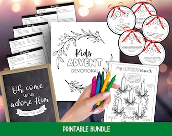 Advent Devotional For Kids, Family Advent Devotional, Advent Guide for Children, Printable Advent Devotion Cards, Advent Candles Printable