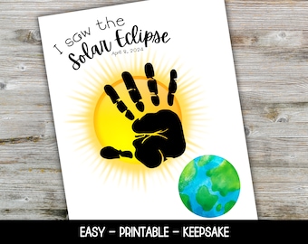 Solar Eclipse 2024 Handprint, Solar Eclipse Craft for Preschool, Solar Eclipse Toddler Craft, Total Eclipse Keepsake, Handprint Keepsake