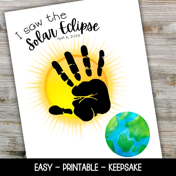 Solar Eclipse 2024 Handprint, Solar Eclipse Craft for Preschool, Solar Eclipse Toddler Craft, Total Eclipse Keepsake, Handprint Keepsake