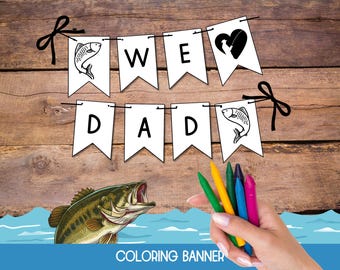 Fathers Day Banner Template Fishing, Fishing Fathers Day Banner, Printable Bunting Banner Fathers Day, Printable Garland, Banner Download
