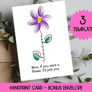 Mothers Day Card Printable, Printable Mothers Day Card, Mothers Day Handprint Art, Mothers Day Card From Kids, Handprint Keepsake