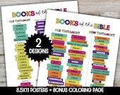 Books of the Bible Poster, Books of the Bible Printable, Bible Printables Kids, Sunday School Decor, Homeschool Room Decor, Kids Bible