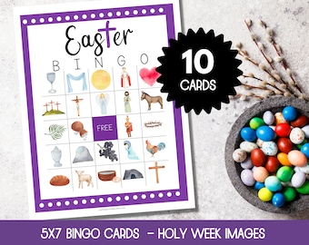 Holy Week Bingo, Easter Bingo Cards, Easter Family Games, Easter Games Printable, Easter Games for Kids, Easter Preschool, Sunday School
