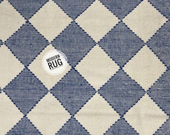 Handwoven Wool Kilim Rug Scandinavian Style Area Rug for Living Room