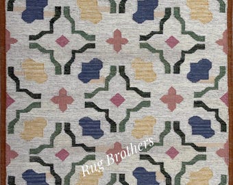 Handwoven Wool Kilim Rug: Swedish Scandinavian Inspired Area Rug, Nordic Modern Design