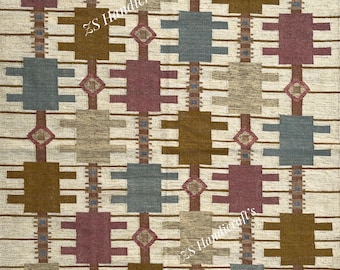 Handwoven Scandinavian Wool Rug: Geometric Area Rug for Living Room