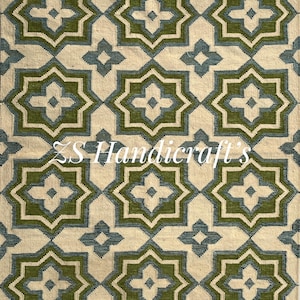Green Blue Swedish Scandinavian Inspired High Quality Handwoven Wool Rug Flatweave Kilim Rug Bedroom Office 8x10 Rug Customize in all Size