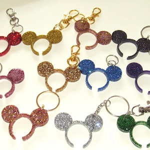 Glitter Mouse Ears Headband Resin Keychain.