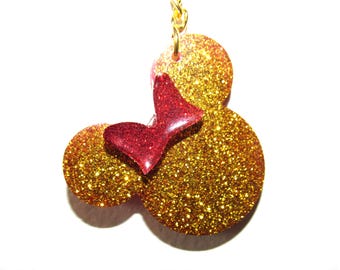 Mouse Ears Princess Inspired Glitter Keychain