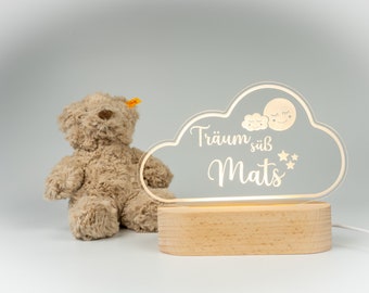 Personalisiertes Nachtlicht in Form einer Wolke aus Acryl, Babygeschenk zur Geburt, Kinderzimmer, Nachttischlampe