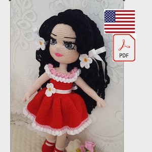 Red Dress Pretty Doll,Amigurumi bebek kalıbı, Amigurumi kalıbı, Ücretli tarife, Amigurumi bebek Pdf kalıbı, Tığ işi bebek örgü tarifi Aktif
