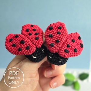 Display Cards Ladybug - PDF Ladybug pattern + PDF Pocket Hug (Printable cards) - Crochet Ladybug - Amigurumi Keychain Magnet Valentine's day