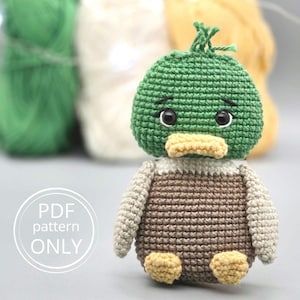 Amigurumi  Duck - Crochet Pattern - Croxart - Crochet Mallard - Amigurumi 2D - Amigurumi Magnet - Amigurumi Keychain - Crochet Appliqués