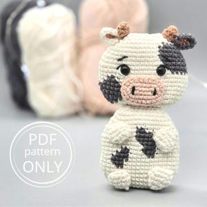 Amigurumi  Cow - Crochet Pattern - Croxart - Crochet Cow - Amigurumi 2D - Amigurumi Magnet - Amigurumi Keychain - Crochet Appliqués