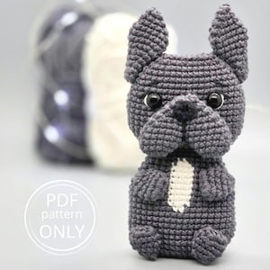 Amigurumi French Bulldog - Crochet Pattern - Croxart - Crochet French Bulldog - Amigurumi 2D - Amigurumi Keychain - Crochet Appliqués - Dog