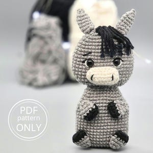 Amigurumi  Donkey - Crochet Pattern - Croxart - Crochet Donkey - Amigurumi 2D - Amigurumi Magnet - Amigurumi Keychain - Crochet Appliqués