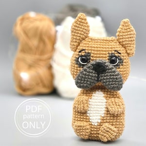 Amigurumi French Bulldog - Crochet Pattern - Croxart - Crochet French Bulldog - Amigurumi 2D - Amigurumi Keychain - Crochet Appliqués - Dog