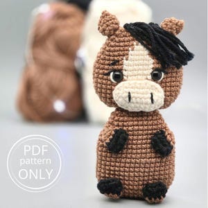 Amigurumi  Horse - Crochet Pattern - Croxart - Crochet Horse - Amigurumi 2D - Amigurumi Magnet - Amigurumi Keychain - Crochet Appliqués