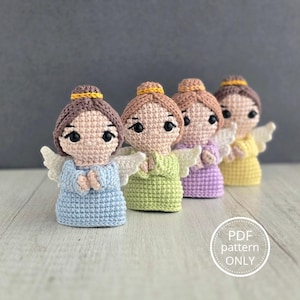 Engel-Anleitung – Häkelmuster – Croxart – Amigurumi 2D – Häkel-Schlüsselanhänger – Einfaches Häkelmuster – Gehäkeltes Erinnerungsstück