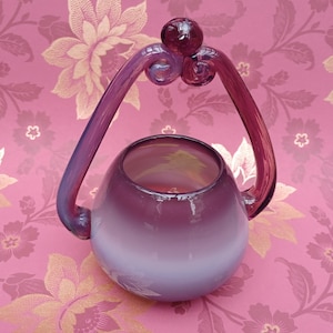Glass Bowl in hues of Purple with Glass Handle Murano 1970