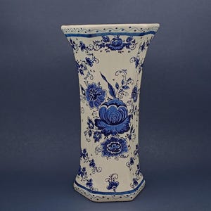 Blue and White Dutch Flower Vase 1970