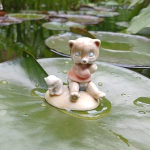 Ceramic Figurine of a Small Bear and Lamb 1980