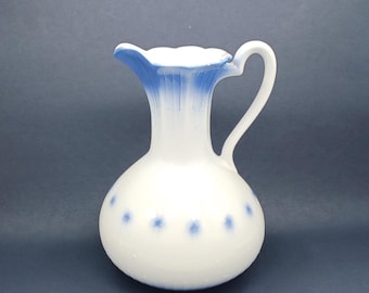 French Porcelain White and Blue Pitcher 1930's