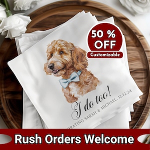 Custom Pet Napkins - Personalized Dog Cats - Wedding Engagement Gifts - Cocktail & Luncheon Size