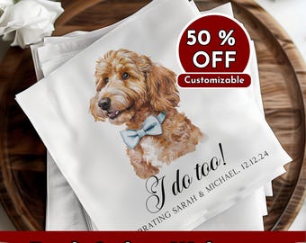 Custom Pet Napkins - Personalized Dog Cats - Wedding Engagement Gifts - Cocktail & Luncheon Size